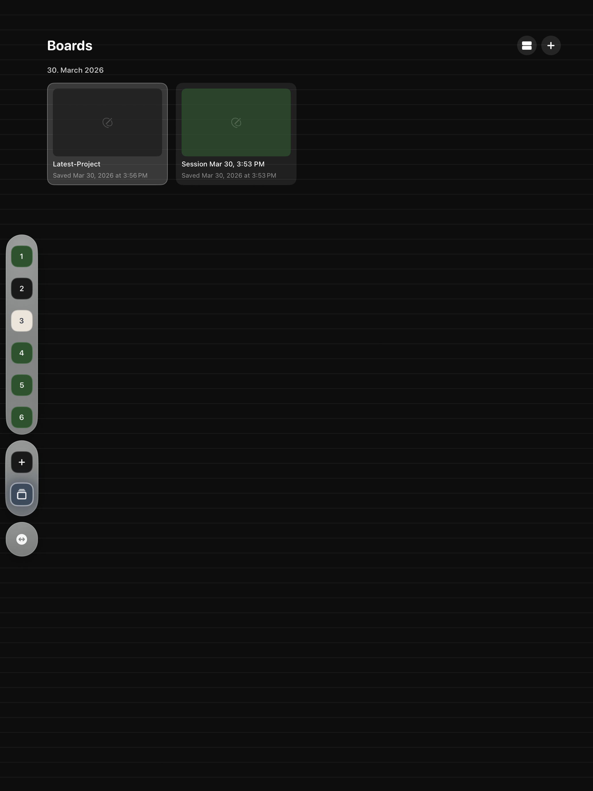 Chalks interface prepared for sharing and export workflows